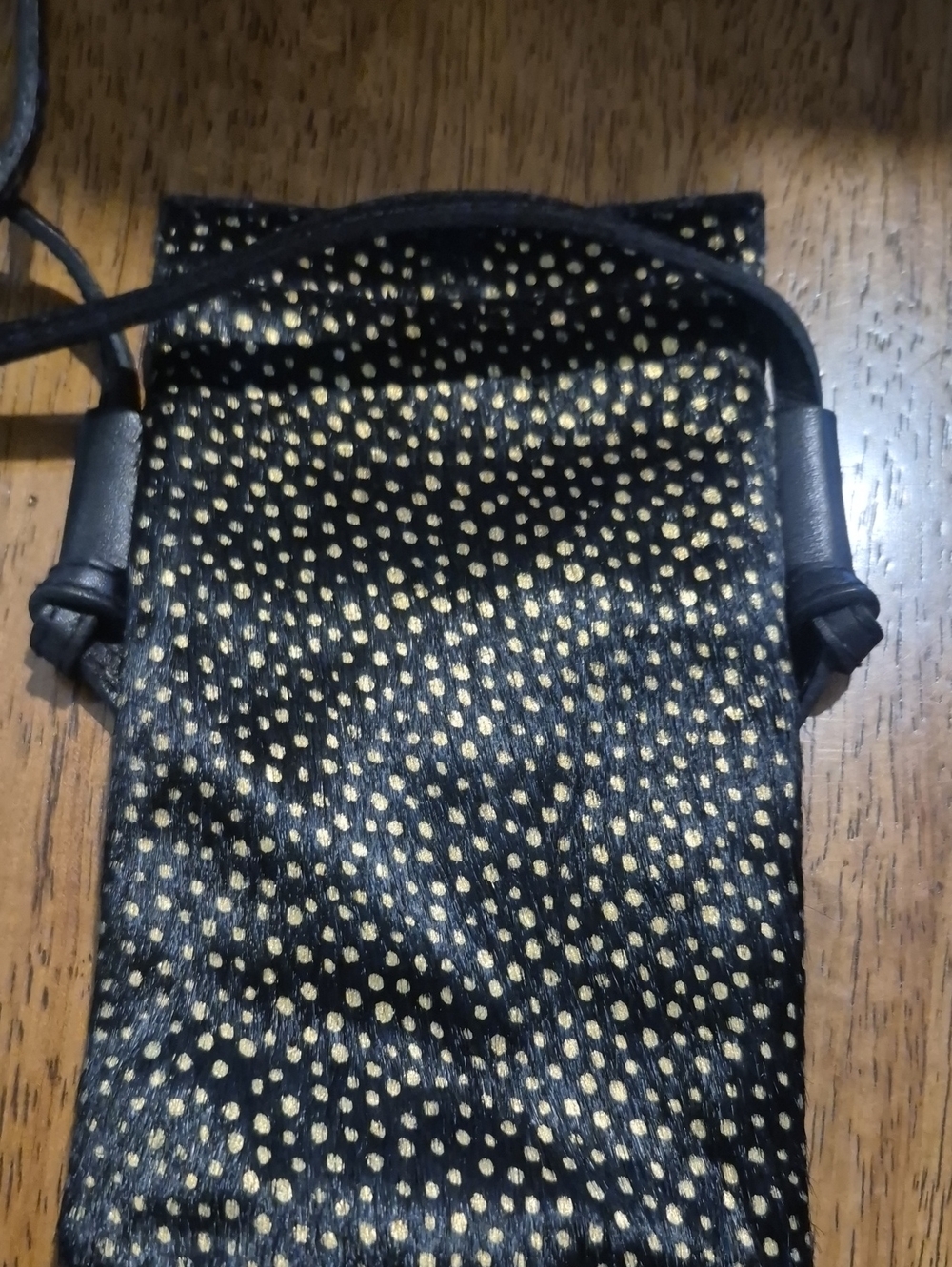 Black and Gold Polka Dot Crossbody Phone Pouch wallet Madewell